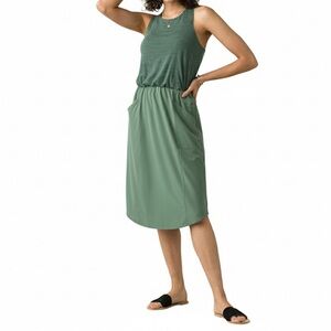 Prana Green Buffy Sleeveless Midi Dress with Pockets - Size Large